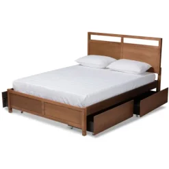 Walnut Wood Headboard 4-Drawer Full Platform Bed-Kirkland's Home Best
