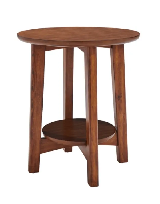 Warm Chestnut Wood Round Accent Table-Kirkland's Home Best Sale
