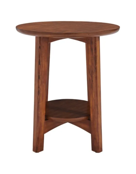 Warm Chestnut Wood Round Accent Table-Kirkland's Home Best Sale