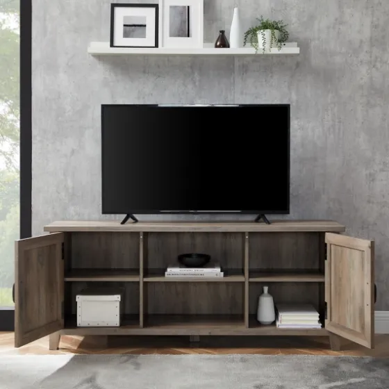 Wash Grooved Door Tv Stand-Kirkland's Home Sale