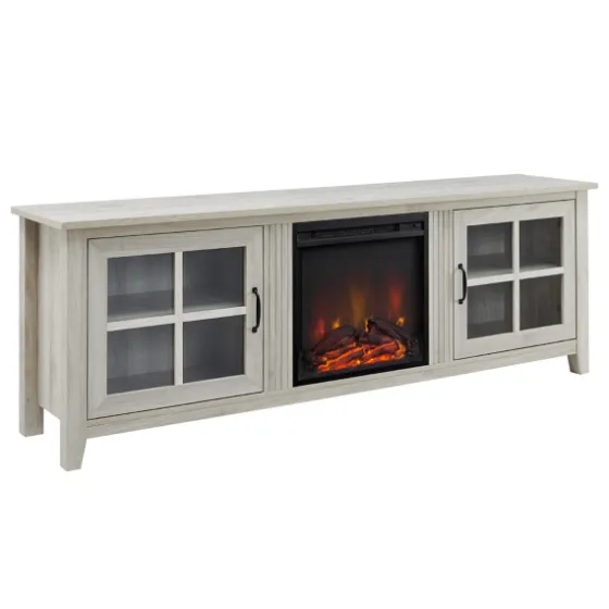 Wash Windowpane Fireplace Cabinet-Kirkland's Home Online