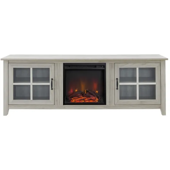Wash Windowpane Fireplace Cabinet-Kirkland's Home Online