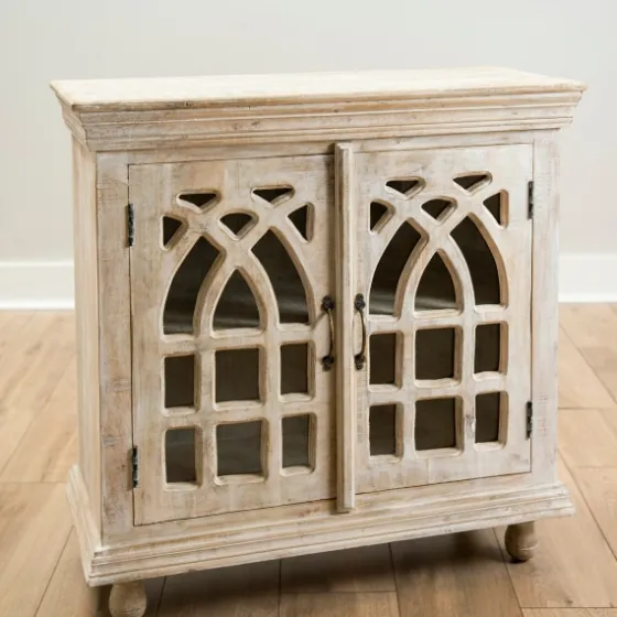 Washed Arched Wooden Cabinet-Kirkland's Home Shop