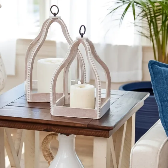 Washed Beaded Open Lantern, 14 In.-Kirkland's Home Cheap