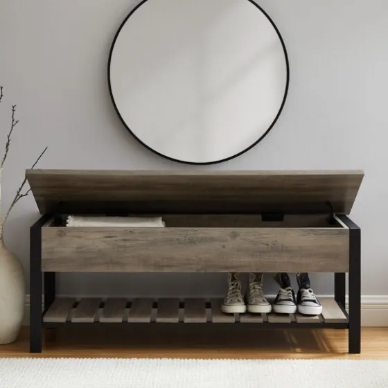 Washed Lift-Top Storage Bench-Kirkland's Home Sale