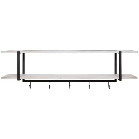Washed Two Tier Metal And Wood Wall Shelf-Kirkland's Home Cheap