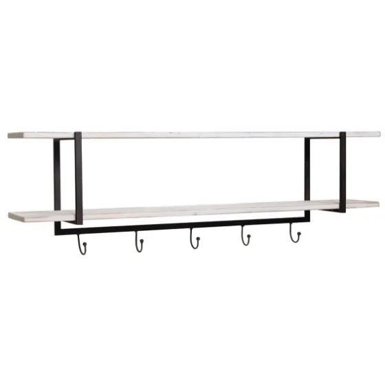 Washed Two Tier Metal And Wood Wall Shelf-Kirkland's Home Cheap