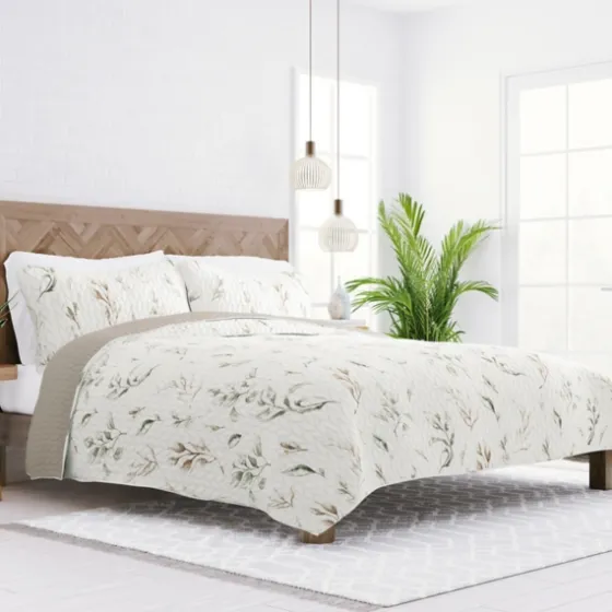 Watercolor Leaves Reversible 2-Pc. Twin Quilt Set-Kirkland's Home Outlet
