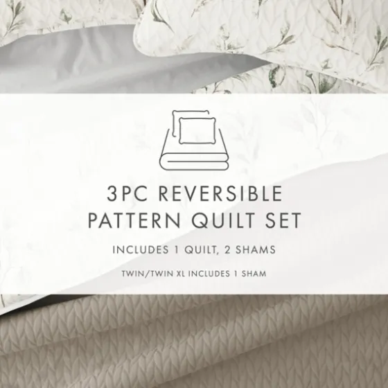 Watercolor Leaves Reversible 2-Pc. Twin Quilt Set-Kirkland's Home Outlet