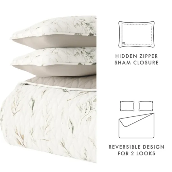Watercolor Leaves Reversible 3-Pc. King Quilt Set-Kirkland's Home Cheap