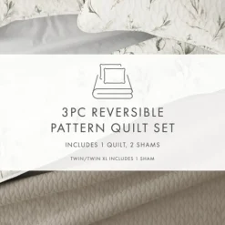 Watercolor Leaves Reversible 3-Pc. King Quilt Set-Kirkland's Home Cheap