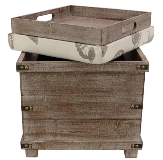Weathered Wood Seashell Storage Ottoman-Kirkland's Home Hot