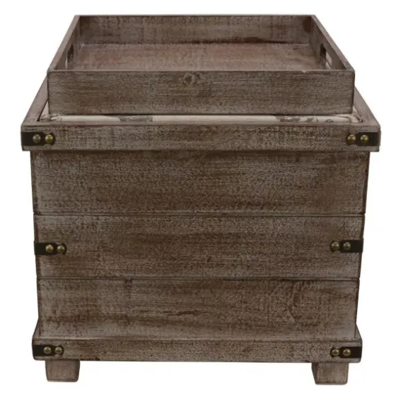 Weathered Wood Seashell Storage Ottoman-Kirkland's Home Hot
