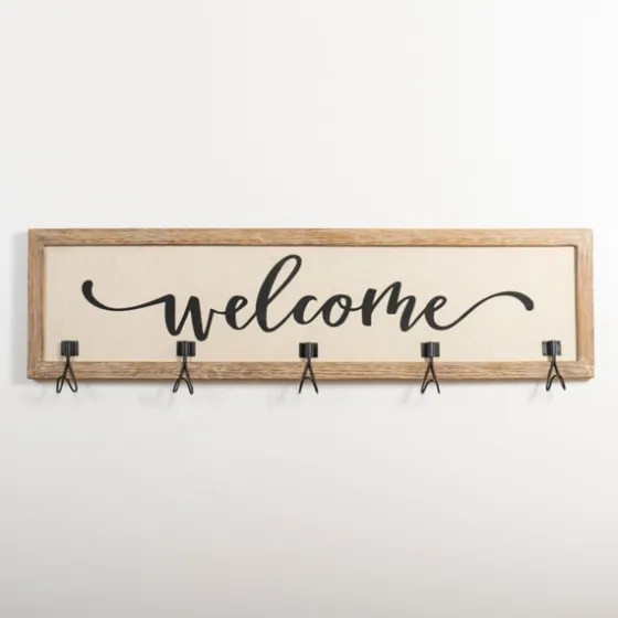 Welcome Linen Framed Wall Hooks-Kirkland's Home Outlet