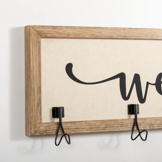 Welcome Linen Framed Wall Hooks-Kirkland's Home Outlet