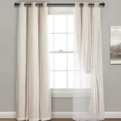 Wheat Curtain Panel Set With Overlay, 108 In.-Kirkland's Home Clearance