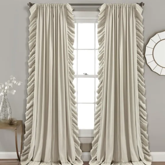 Wheat Reyna Ruffle Curtain Panel Set, 95 In.-Kirkland's Home Cheap
