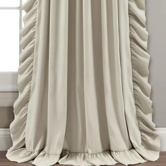 Wheat Reyna Ruffle Curtain Panel Set, 95 In.-Kirkland's Home Cheap