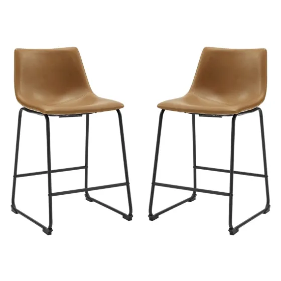Whiskey Faux Leather Counter Stools, Set Of 2-Kirkland's Home Fashion