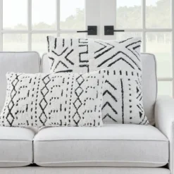 White And Black Tufted Geo Lumbar Pillow-Kirkland's Home Cheap