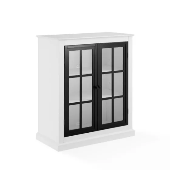 White And Black Windowpane Doors Cabinet-Kirkland's Home Store