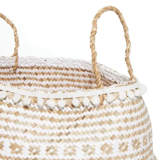 White And Brown Seagrass Woven Baskets, Set Of 2-Kirkland's Home Flash Sale
