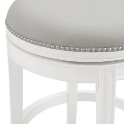 White And Faux Leather Swivel Bar Stool-Kirkland's Home Cheap