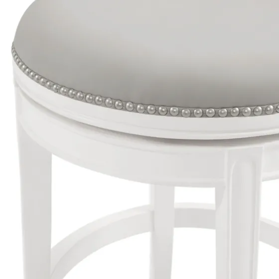 White And Faux Leather Swivel Bar Stool-Kirkland's Home Cheap
