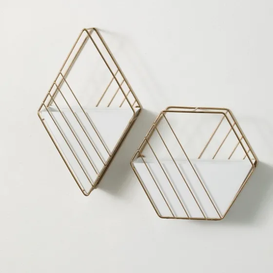 White And Gold Metal Wall Pockets, Set Of 2-Kirkland's Home Store