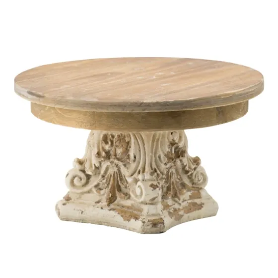 White And Natural Round Plate Stand-Kirkland's Home Clearance