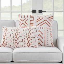 White And Orange Tufted Geo Lumbar Pillow-Kirkland's Home New