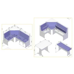 White And Upholstered 3-Pc Dining Nook Set-Kirkland's Home Discount