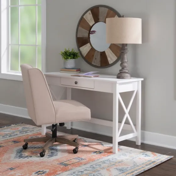 White Antique Pine X Frame Desk-Kirkland's Home Fashion
