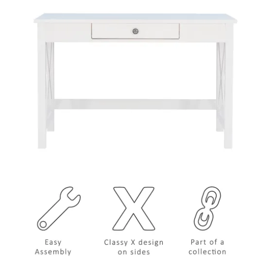 White Antique Pine X Frame Desk-Kirkland's Home Fashion