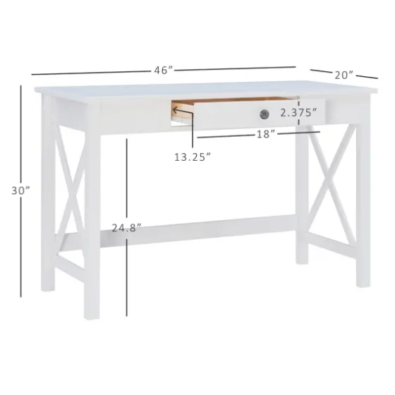 White Antique Pine X Frame Desk-Kirkland's Home Fashion