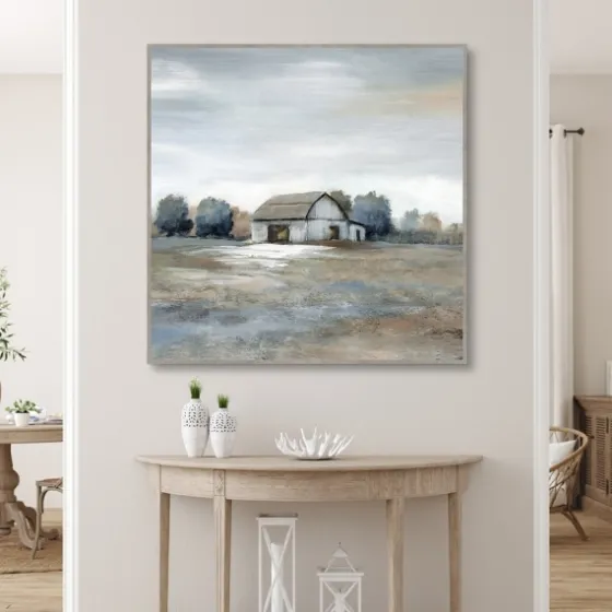 White Barn In Pasture Framed Canvas Art Print-Kirkland's Home New