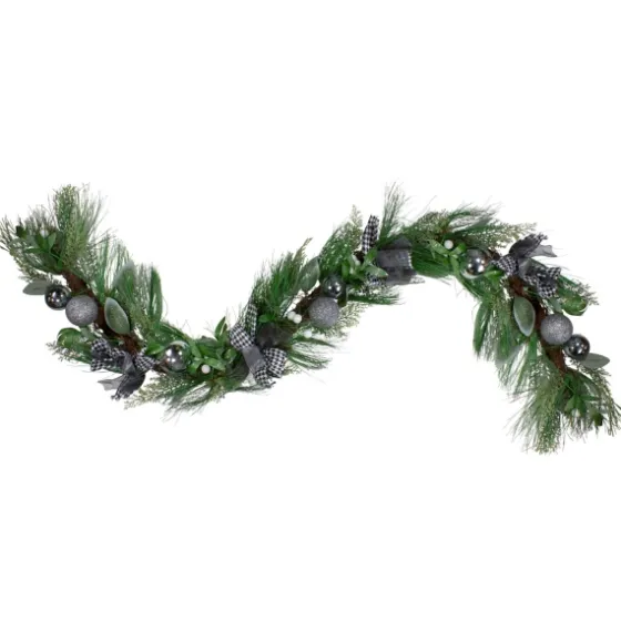 White Berries & Houndstooth Bows Christmas Garland-Kirkland's Home New