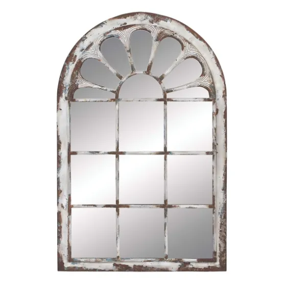 White Brown Rustic Window Iron Frame Wall Mirror-Kirkland's Home New