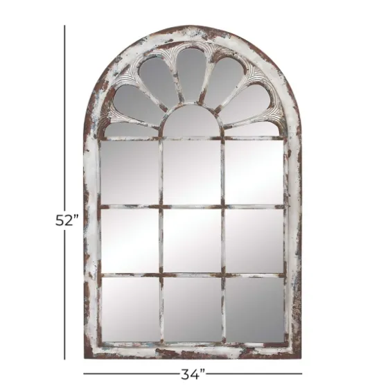 White Brown Rustic Window Iron Frame Wall Mirror-Kirkland's Home New