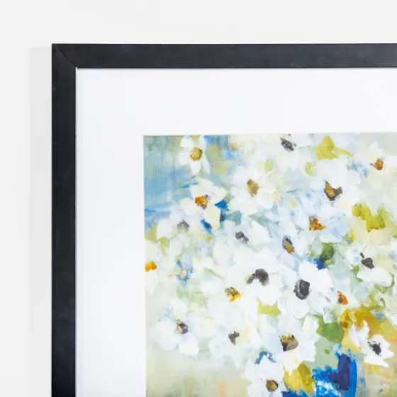 White Daisies In Blue Vase Framed Art Print-Kirkland's Home Outlet