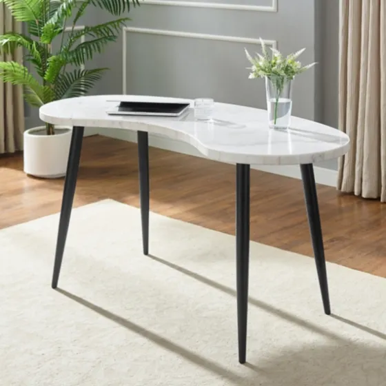 White Marble Kidney Shaped Desk-Kirkland's Home Best