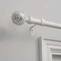 White Mirrored Mosaic Curtain Rod, 120 In.-Kirkland's Home Online