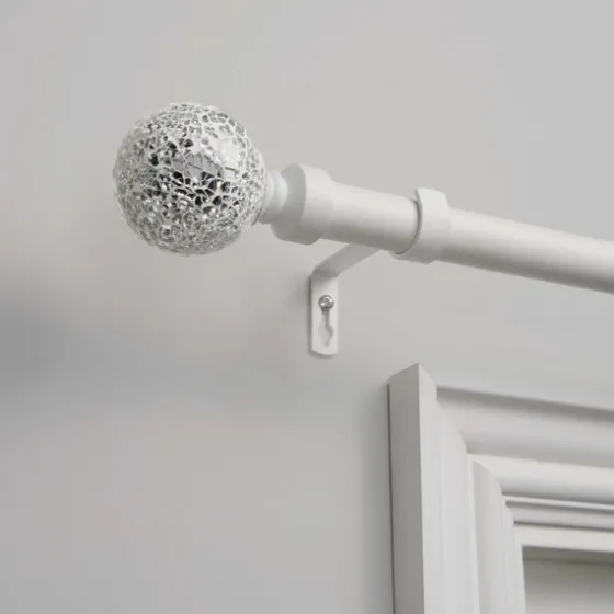 White Mirrored Mosaic Curtain Rod, 120 In.-Kirkland's Home Online