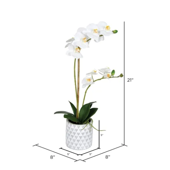 White Orchid Real Touch Arrangement In Ceramic Pot-Kirkland's Home Cheap