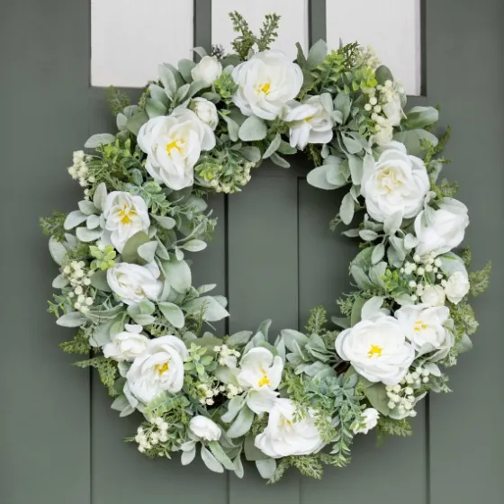 White Peony And Greenery Wreath-Kirkland's Home Best Sale