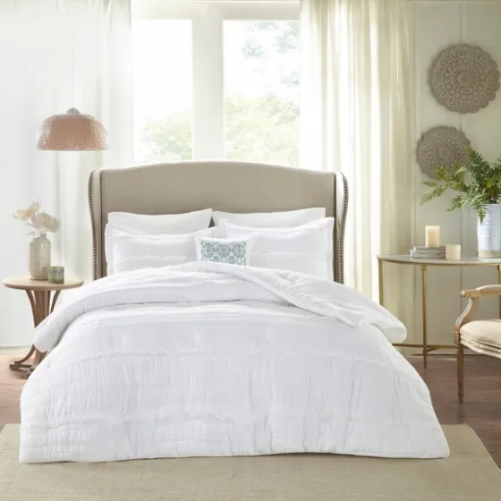 White Quilted California King 5-Pc. Comforter Set-Kirkland's Home New