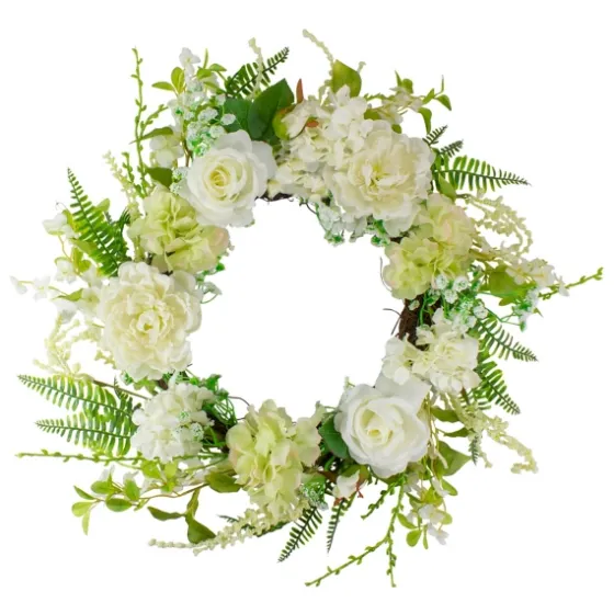 White Roses And Geraniums Wreath-Kirkland's Home Discount