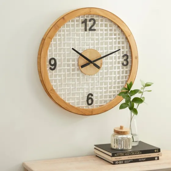 White Rustic Woven Farmhouse Wall Clock-Kirkland's Home Flash Sale