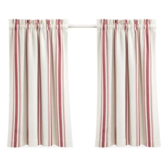 White Stripe Cafe Curtain Panel Set, 36 In.-Kirkland's Home Flash Sale