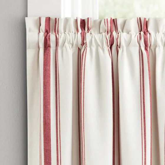 White Stripe Cafe Curtain Panel Set, 36 In.-Kirkland's Home Flash Sale